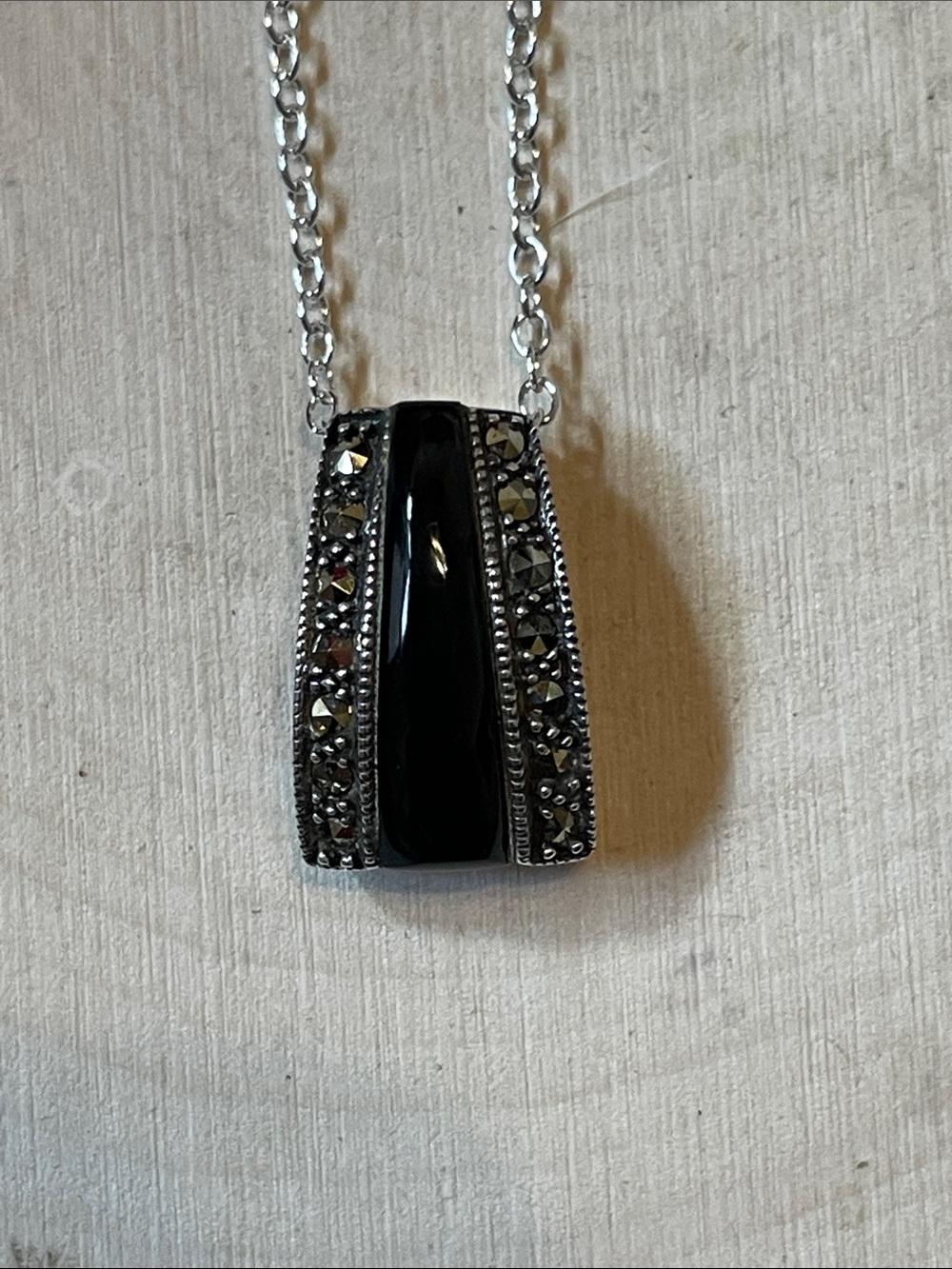 Sterling Silver Black Onyx Pendant Necklace